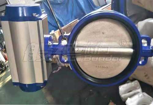 般德閥門(mén)氣動(dòng)對(duì)夾蝶閥出口西班牙